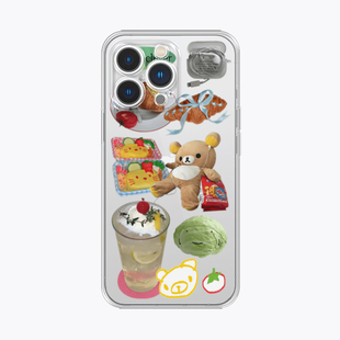 海浪公园 小熊拼贴饮料适用于iPhone17promax手机壳tpu透明软壳reno14三星s25小米15pro华为p80 拍三免一