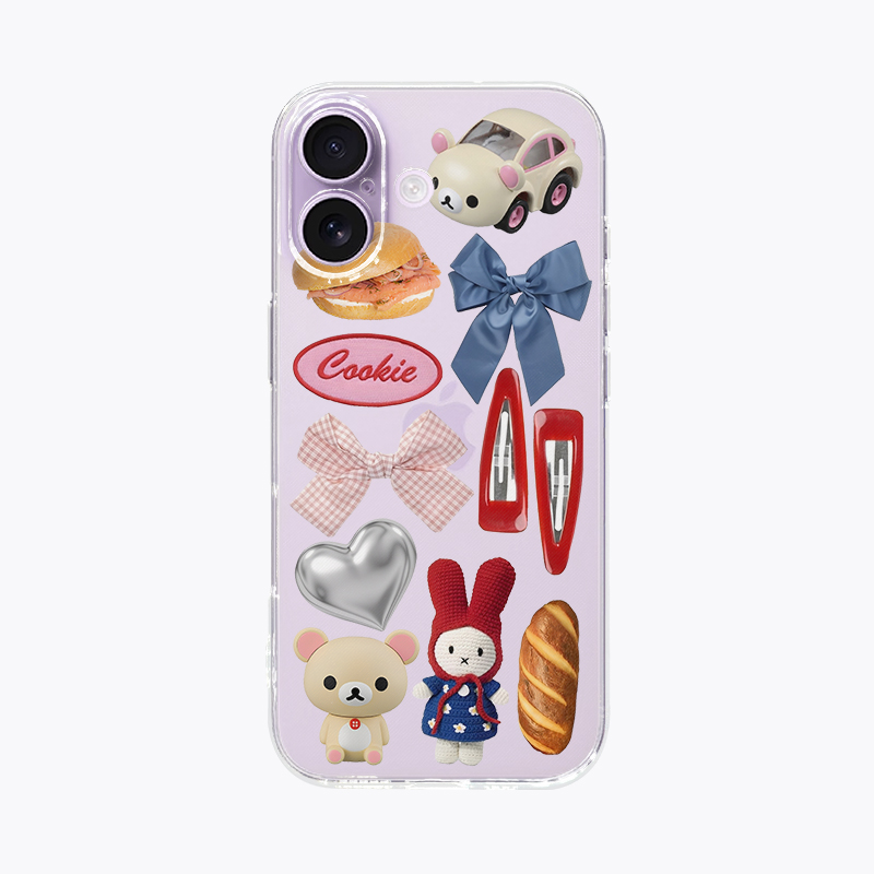 海浪公园【拍三免一】可爱兔子轻松熊拼贴适用于苹果17PM手机壳tpu透明软壳三星s25至尊小米17pro华为p80pro