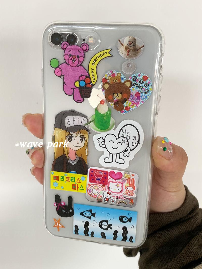 海浪公园【拍三免一】ins贴纸风适用于iPhone15promax手机壳tpu透明软壳三星s22