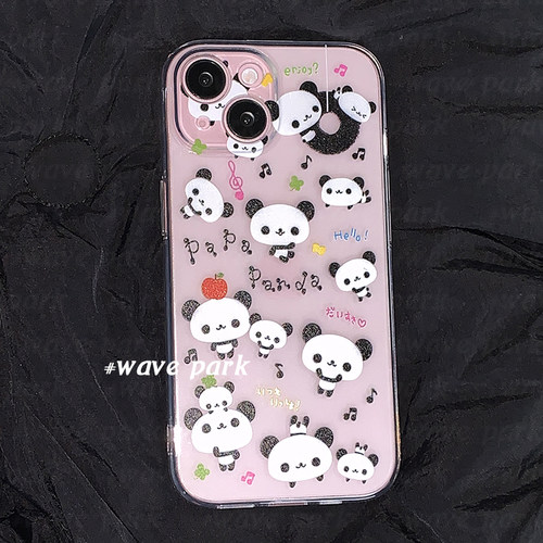 海浪公园【拍三免一】熊猫可爱适用于苹果17promax手机壳tpu透明软壳reno12三星s24小米14pro华为p70