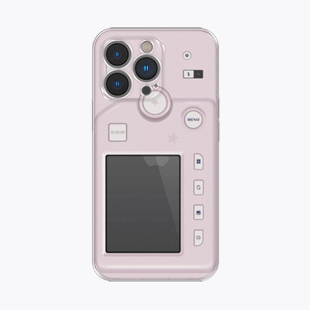 海浪公园 粉色相机适用于iPhone15promax手机壳tpu透明软壳reno12三星s24小米14pro华为p70 拍三免一