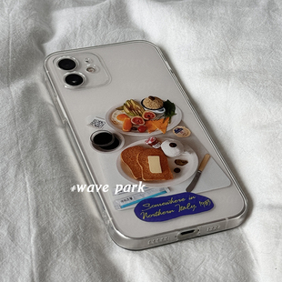 海浪公园【拍三免一】午餐ins风食物适用于iPhone15promax手机壳tpu透明软壳小米14