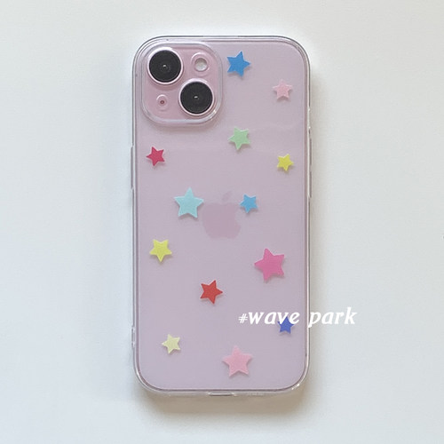 海浪公园【拍三免一】五彩星星适用于iPhone16promax手机壳tpu透明软壳三星s25至尊小米15pro华为p80pro