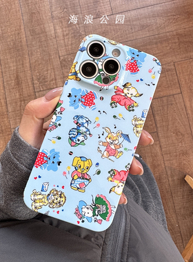 海浪公园【拍三免一】蓝色小象古早风适用于苹果15pm/xsm/16plus菲林精孔硬壳手机壳reno12pro三星s24plus