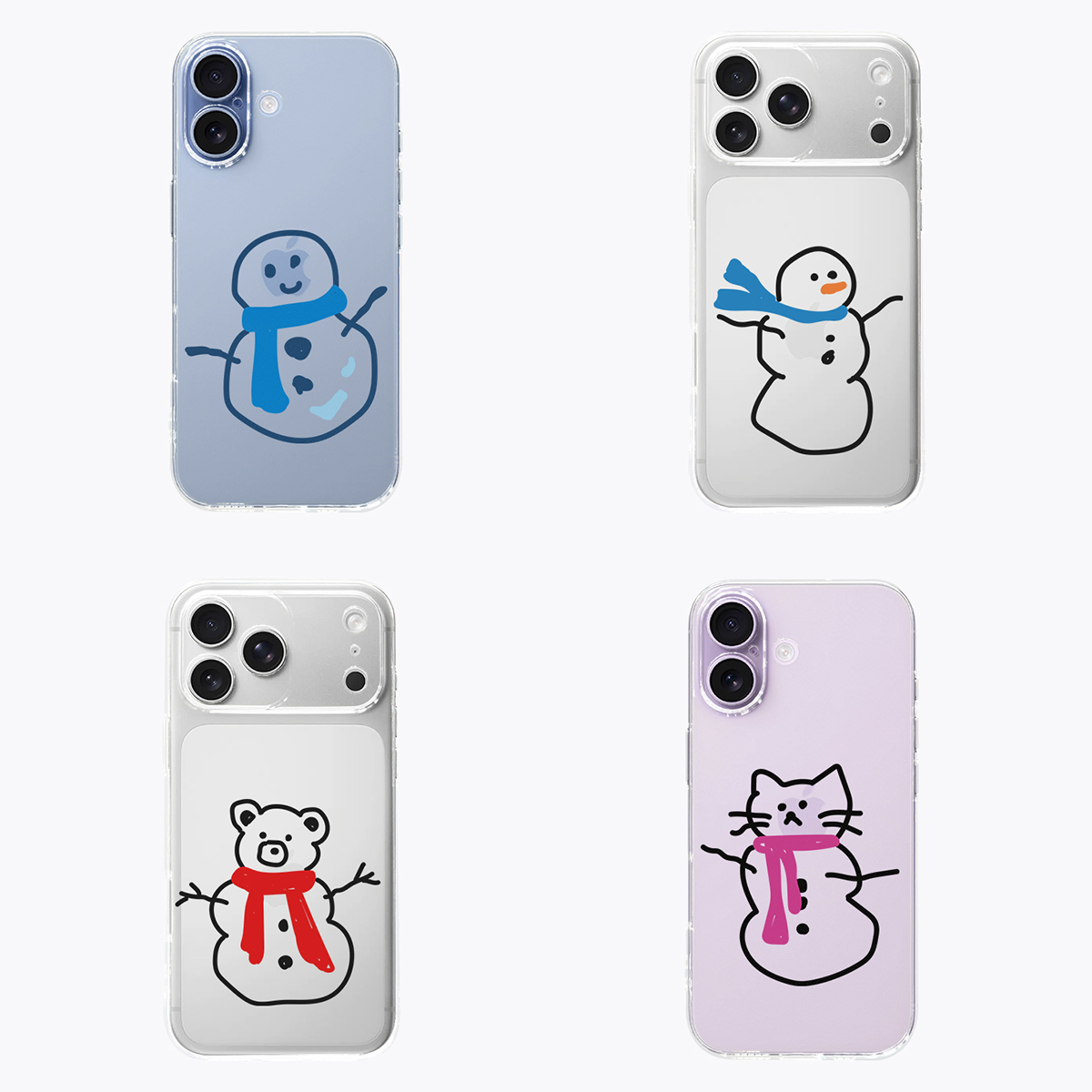 海浪公园【拍三免一】雪人简笔画冬可爱适用于苹果17PM手机壳tpu透明软壳三星s25至尊小米17pro华为p80pro