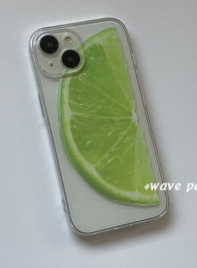 海浪公园【拍三免一】绿色青柠小众适用于iPhone16promax手机壳tpu透明软壳三星s25至尊小米15pro华为p70