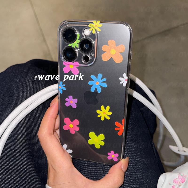 海浪公园【拍三免一】花花适用于iPhone15promax手机壳tpu透明软壳三星s24小米14pro华为p70pro