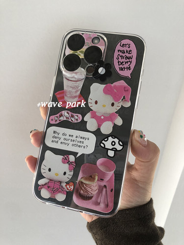 海浪公园【拍三免一】少女粉色kitty猫可爱适用于iPhone15promax手机壳tpu透明软壳三星华为p60