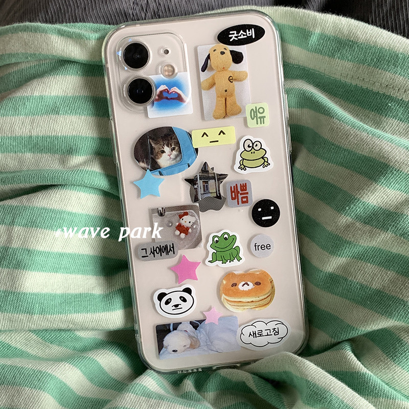 海浪公园【拍三免一】小众韩系图标用于iPhone15promax手机壳tpu透明软壳华为p70pro