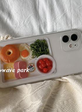 海浪公园【拍三免一】lunch time适用于iPhone15promax手机壳tpu透明软壳小米14