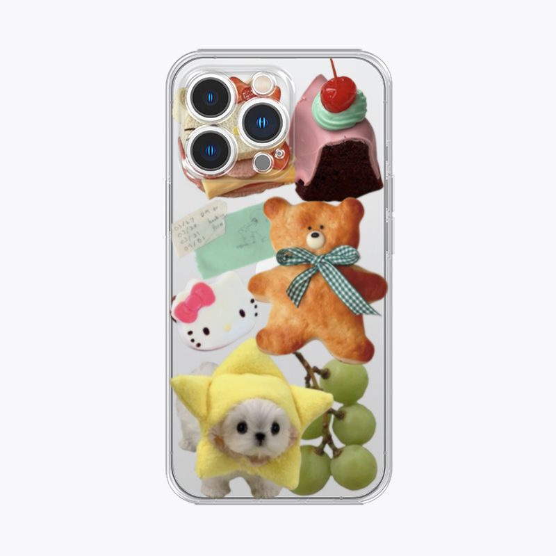海浪公园【拍三免一】萌物合集拼贴适用于iPhone16promax手机壳tpu透明软壳三星s24小米15pro华为p70