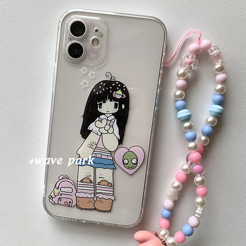海浪公园【拍三免一】粉色少女可爱全包软壳适用于iPhone15promax手机壳tpu透明软壳mate60pro