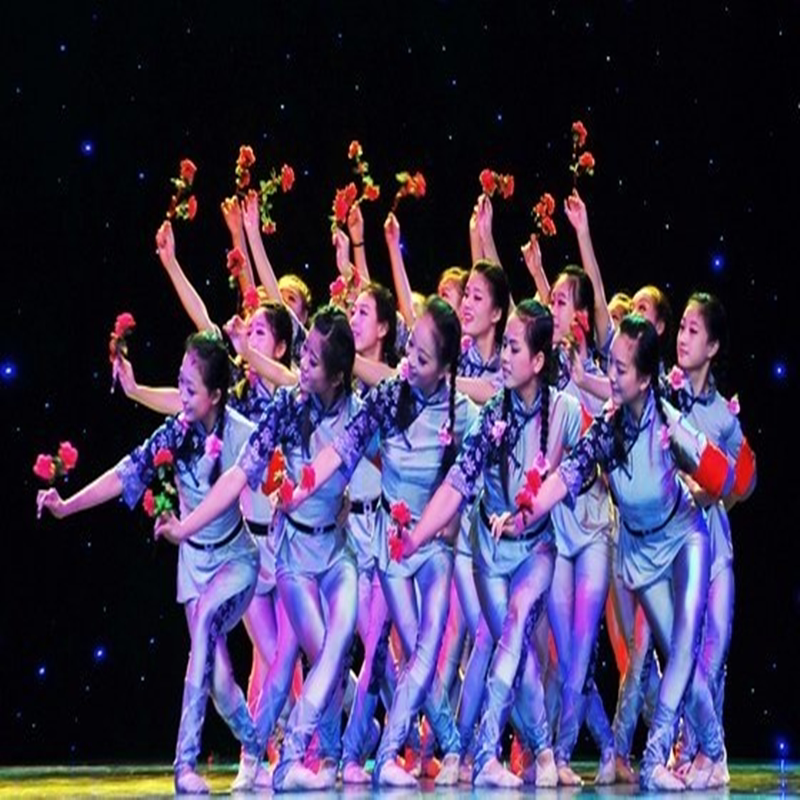 儿童映山红舞蹈表演服装绣红旗送红军那时花开六一少儿舞蹈演出服