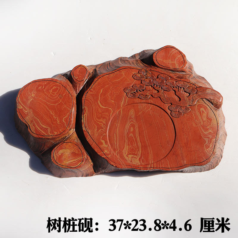 红丝砚四大名砚非遗精雕树桩砚台摆件砚池里观音图案做干泡台送礼