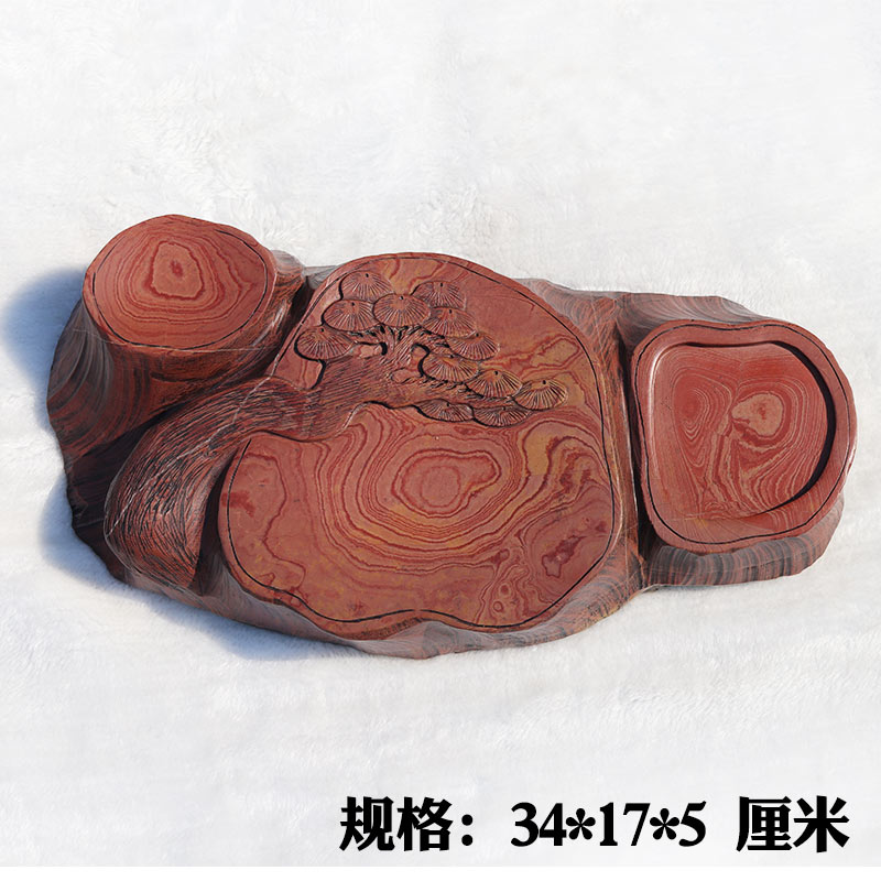 红丝砚非遗精雕方树桩砚四大名砚