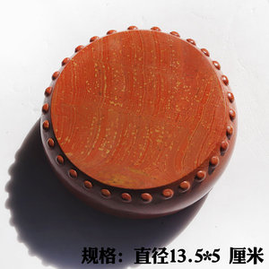 红丝石精雕鼓墩寓意财源滚滚鸿运当头石来运转壶承颜色丝纹美丽