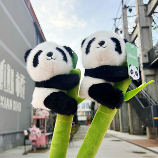 毛绒竹叶抱竹大熊猫叫声发声棒槌玩偶抱竹子按摩棒成都玩具纪念品