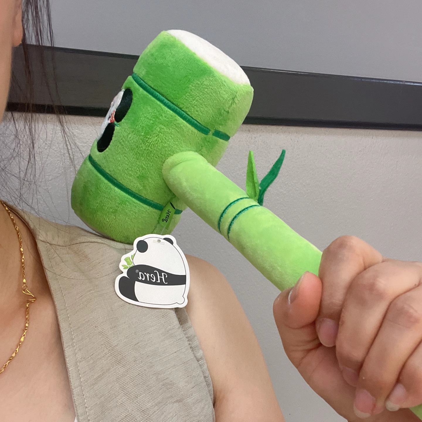 可爱花花熊猫棒槌毛绒按摩锤敲打健身锤缓解疲劳击打棒成都纪念品