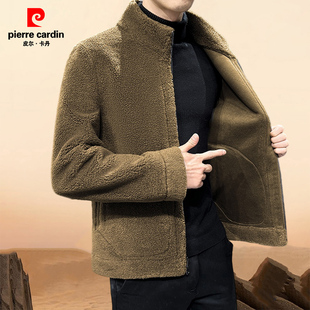 皮尔卡丹冬季新款皮草男士外套两面穿皮毛一体加羊毛外套男装外套