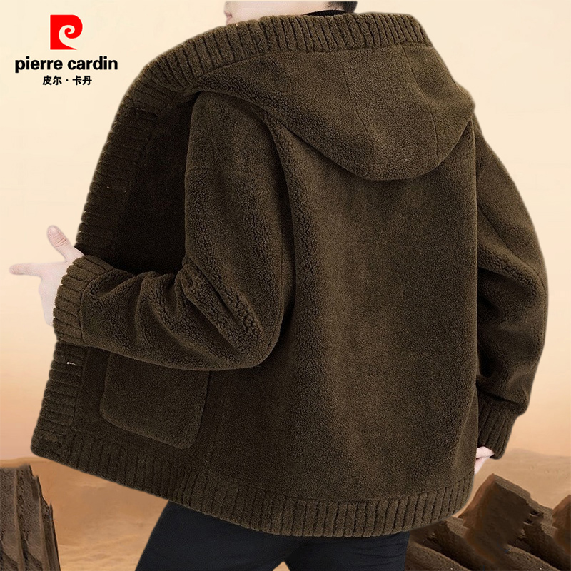 皮尔卡丹秋冬新款海宁颗粒羊毛夹克男士皮毛一体皮草休闲男装外套