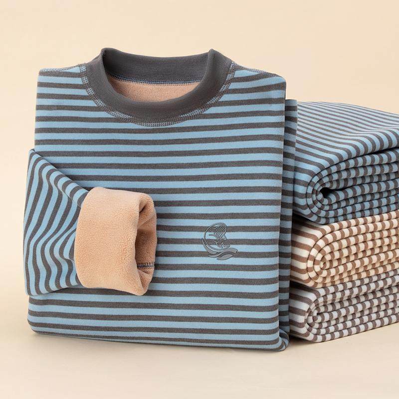 儿童无骨保暖内衣套装男女童加绒加厚条纹秋衣秋裤中领打底棉毛衫,童装/婴儿装/亲子装,内衣套装,淘宝优惠券,粉丝福利购,淘宝优惠卷