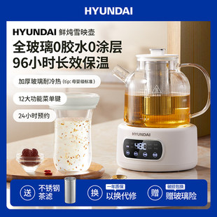HYUNDAI全玻璃养生壶家用小型办公室恒温烧水多功能花茶炖煮一体