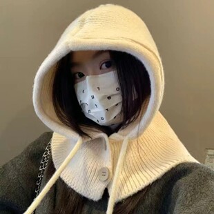 针织拉法帽围脖连帽假帽假领子韩版秋冬护颈保暖毛线洋气保暖披肩