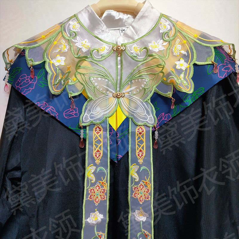 绝美云肩重工绣花国风马面裙配饰飘带学士汉服衬衣毕业披肩假领子