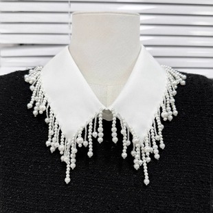 假领子珍珠流苏内搭毛衣外搭衣领装饰衬衫尖领秋冬百搭简约单领子