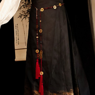 腰封新中式流苏压禁步腰缠万贯古风唐装汉服马面裙明制铜钱腰链