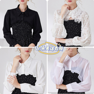 秋冬春假领子百搭假袖子短外套带袖配裙子吊带外搭防晒罩衫披肩女