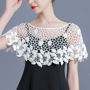 中式假领子小香风针织镂空蕾丝汉服明制坎肩外搭吊带裙子罩衫披肩