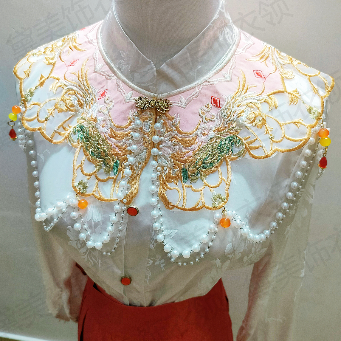 绝美云肩马面裙旗袍汉服中国风刺绣表演重工学士服毕业披肩假领子