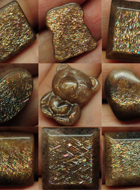 彩虹晶格骨干太阳石电路吊坠戒面