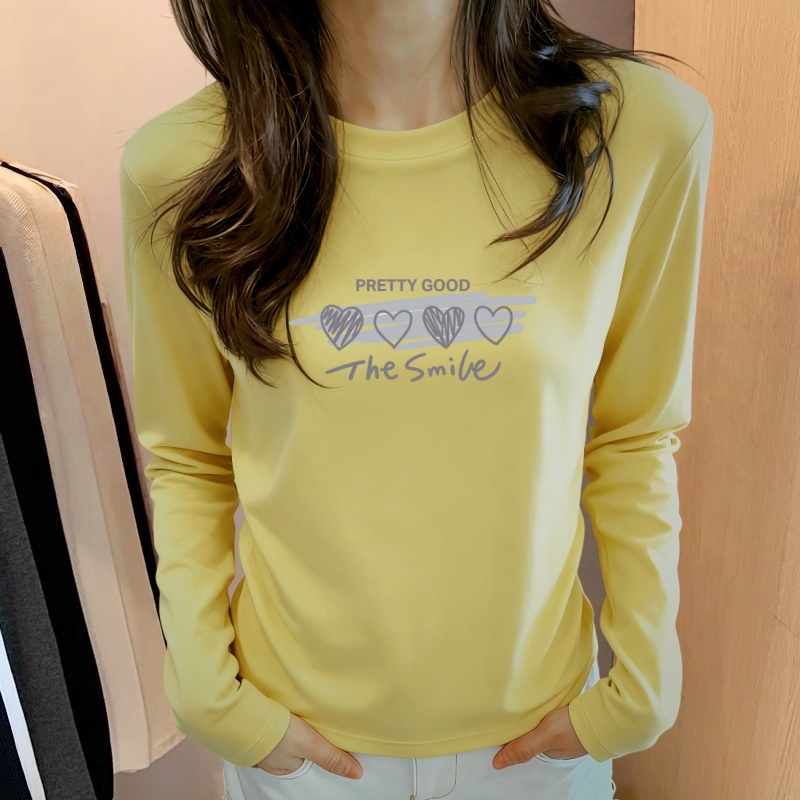 春秋季内搭圆领长袖t恤女白色