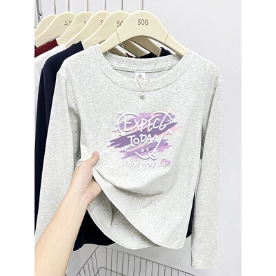 棉长袖圆领宽松大码T恤