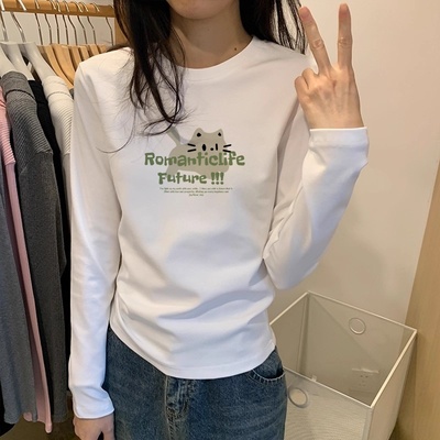 白色秋衣长袖t恤女学生打底衫