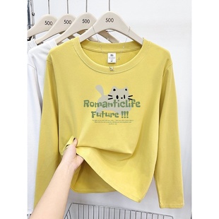 单衣长袖t恤女款棉质打底衫春秋季薄款上衣单穿体恤衫内搭可外穿