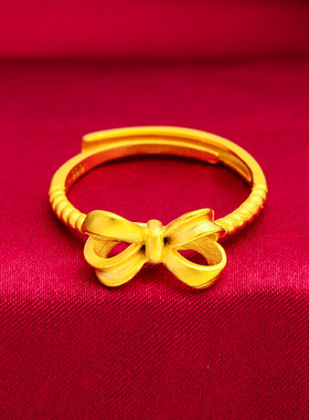 礼物礼品首饰饰品首饰蝴蝶结戒指黄铜时尚气质女戒手饰配饰品跨境