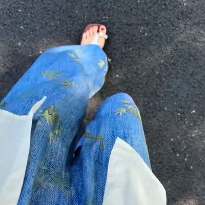 棉绸裤女夏可外穿宽松大码直筒阔腿九分裤i慵懒风凉凉休闲家居裤