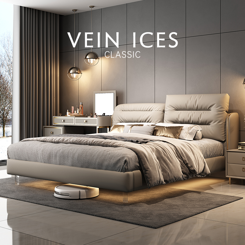 真皮床头层牛皮高端主卧大床