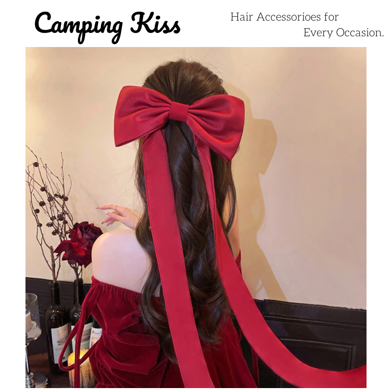 CampingKiss超大蝴蝶结飘带发夹