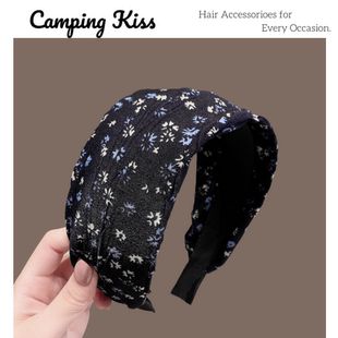 法国高端定制~复古碎花发卡高颅顶发箍遮白发宽边发带百搭头饰