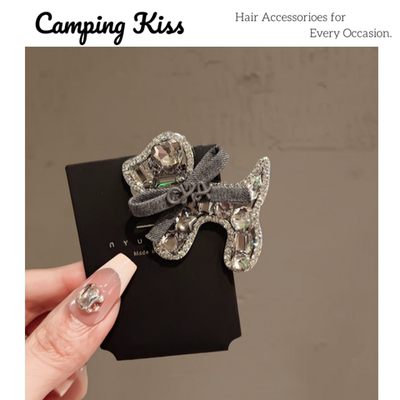 CampingKiss闪钻泰迪小狗发夹女