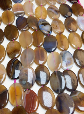 D554 20*30mm天然咖啡玛瑙椭圆一条