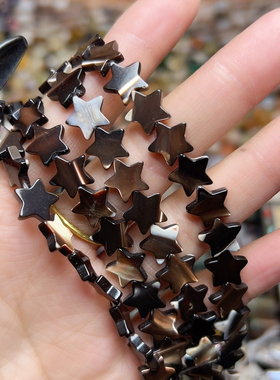 C706 10mm天然黑金贝五角星一条