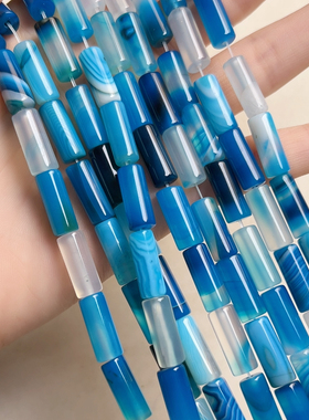 O328 15*7mm天然缠丝玛瑙桶珠一条