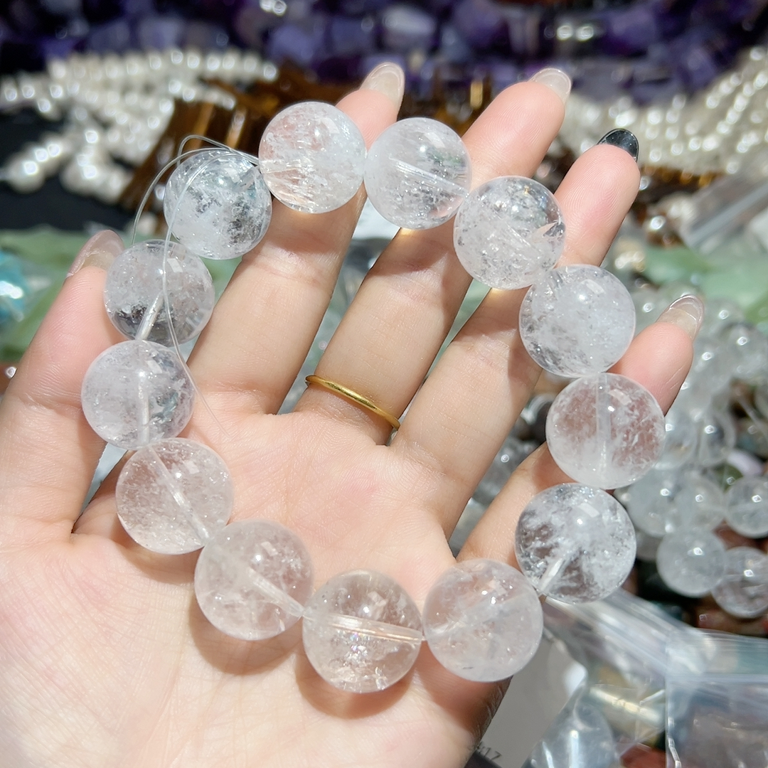 J346 18mm天然阿塞白水晶手串一条
