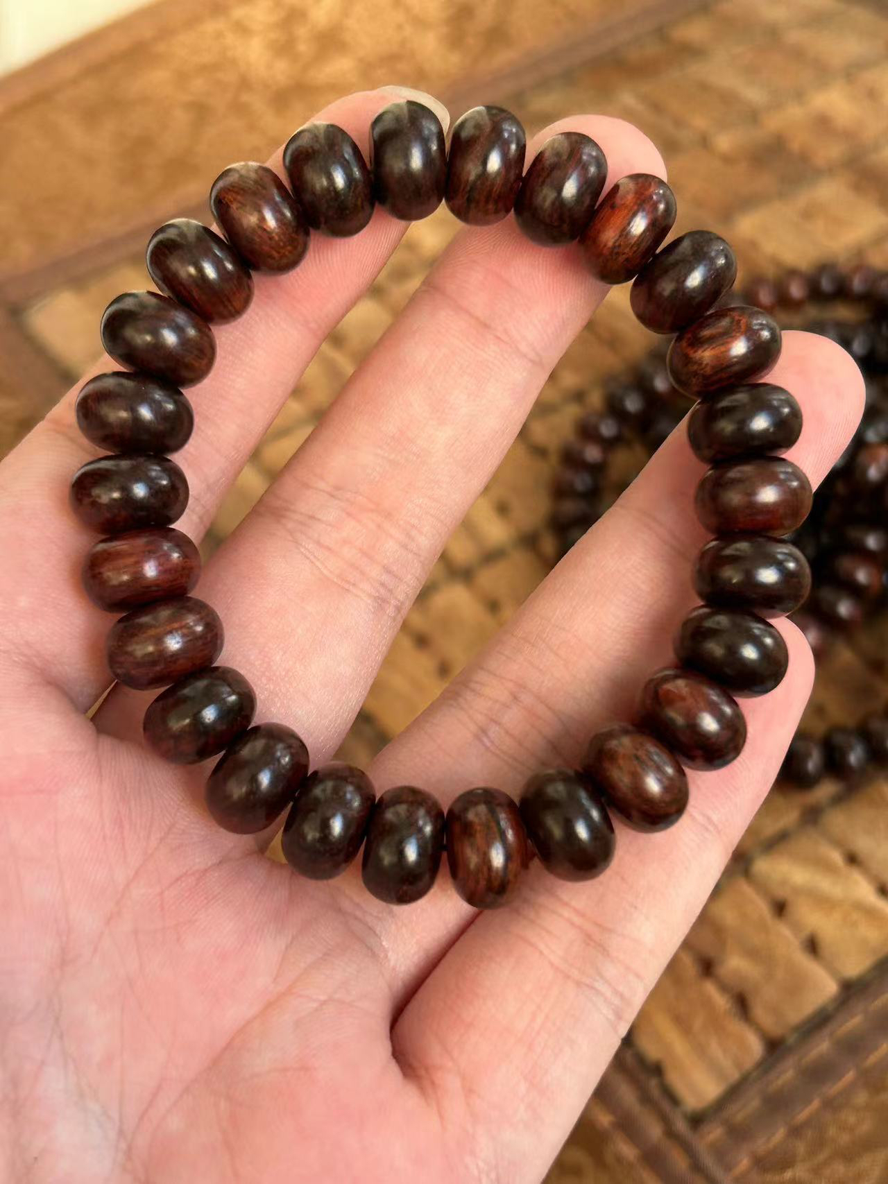 海南黄花梨紫油梨老料，1.2算盘珠手串佛珠，海口发货放心购