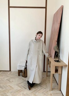 韩国定制SEVEN2025秋冬新款 宽松羊毛呢外套 双面羊绒大衣女中长款